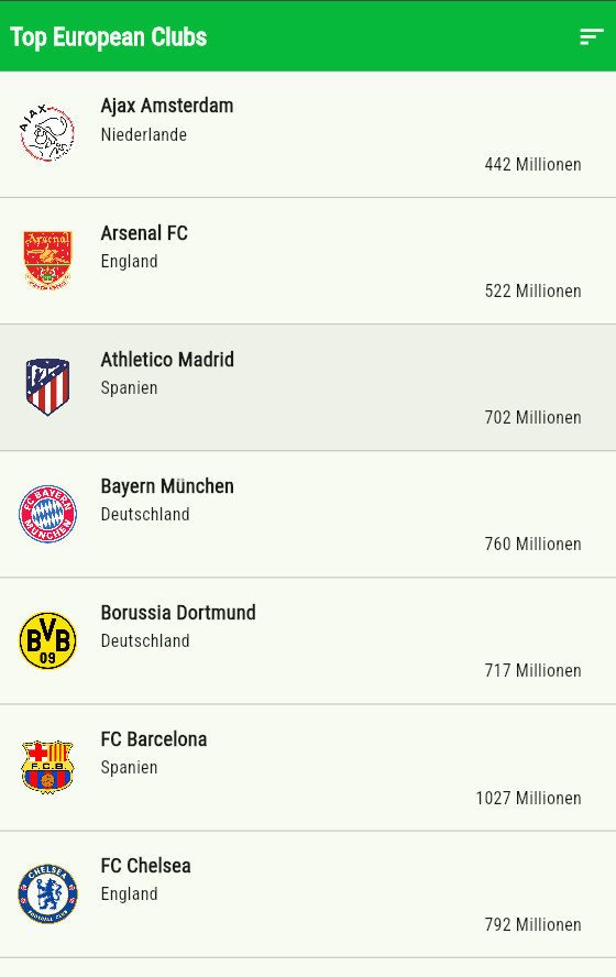 Football Teams - Flutter Demo